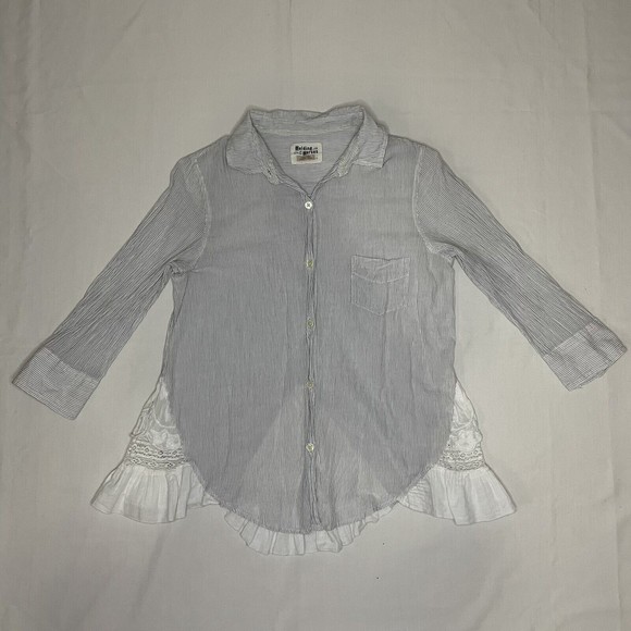 Anthropologie Tops - Anthropologie Holding Horses Size 2 Laced Striped Button Up Shirt 3/4 Sleeve